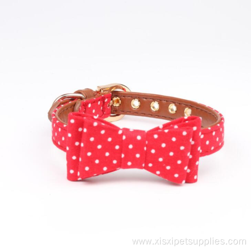 Fashionable Adjustable Dot Printing Bow Tie Dog Collar